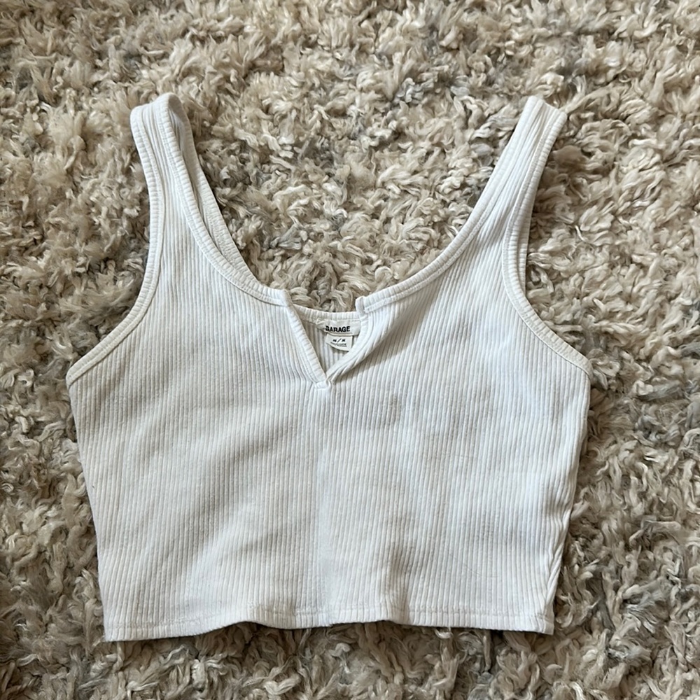 White Garage Crop Top